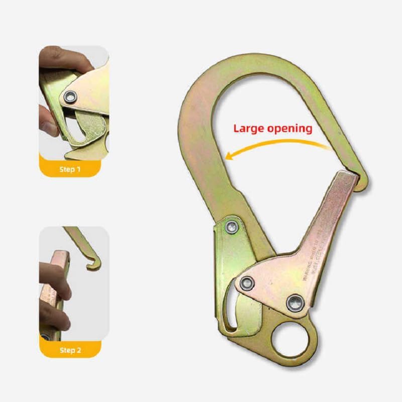 MTOOLS 23KN 241 * 136mm Inner Width 65mm Safety Large Hook Forged Double-Locking Alloy Steel Snap Hook for Safety Work Self-Locking Engineering Power high-Altitude Safety Belt Large Opening Hook - Image 5